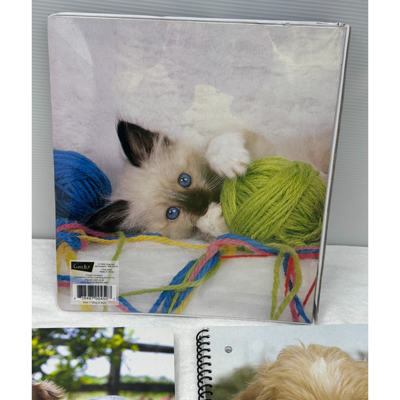 Keith Kimberlin 1" 3-Ring Binder & Spiral Notebook Kitten Playing Yarn Puppies - Picture 5 of 12